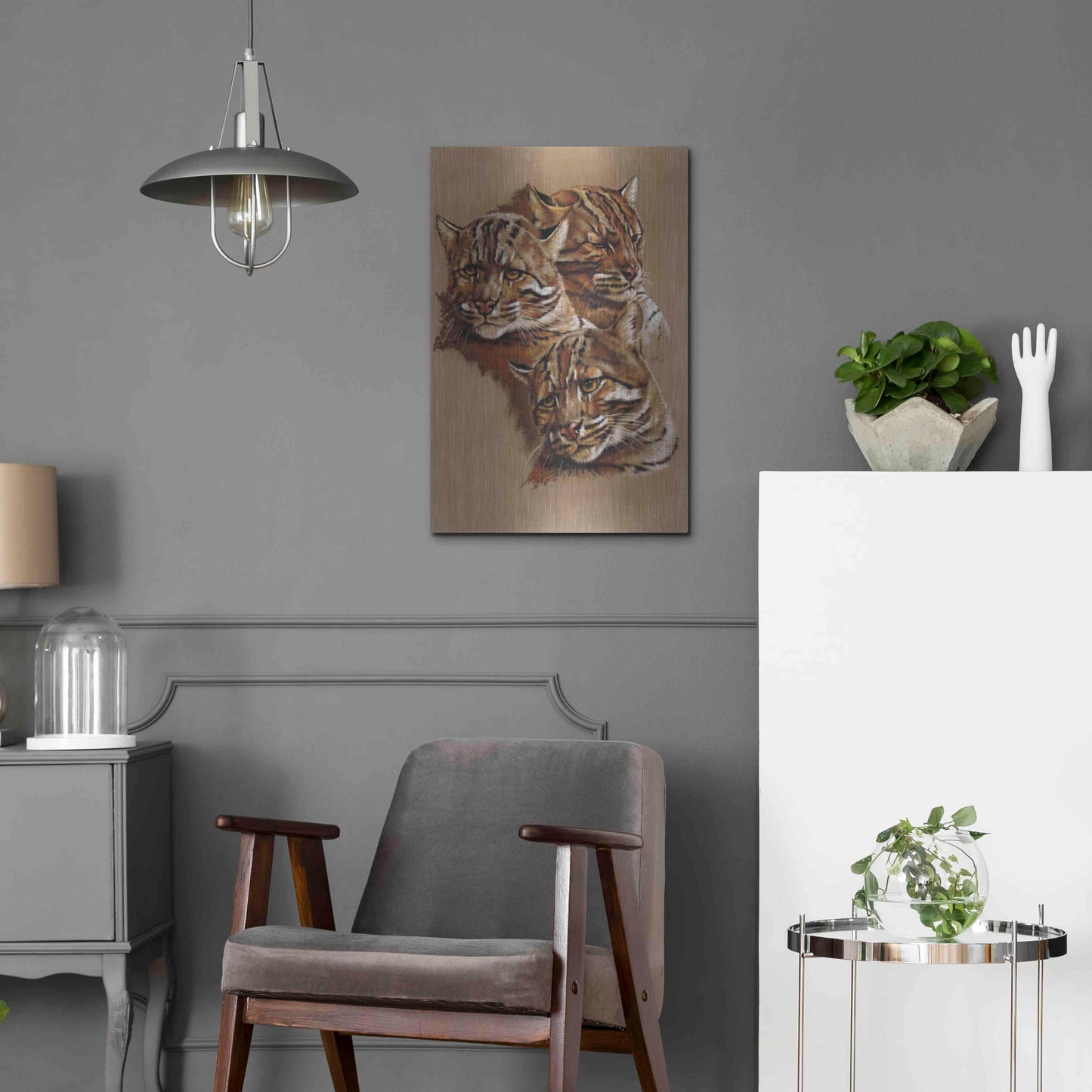 Luxe Metal Art 'Fire Cat' by Barbara Keith, Metal Wall Art,16x24