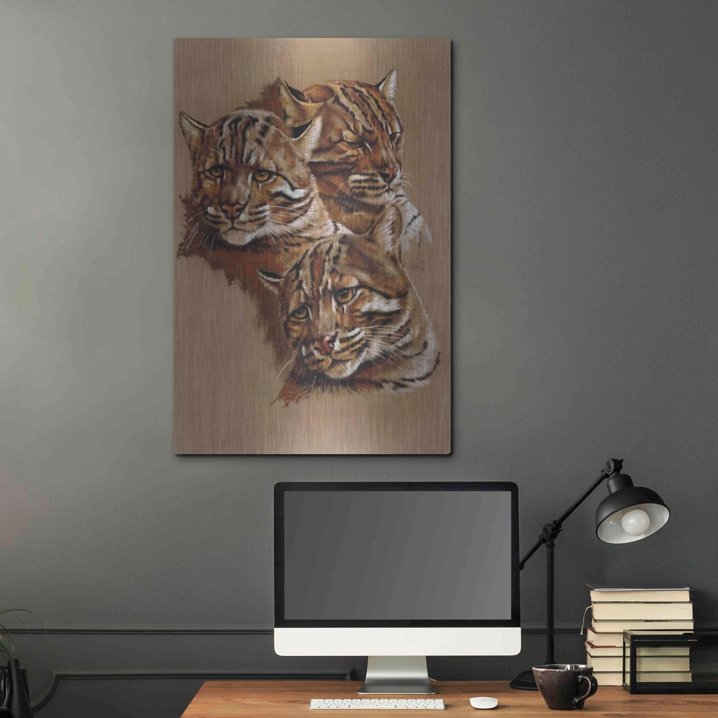 Luxe Metal Art 'Fire Cat' by Barbara Keith, Metal Wall Art,24x36