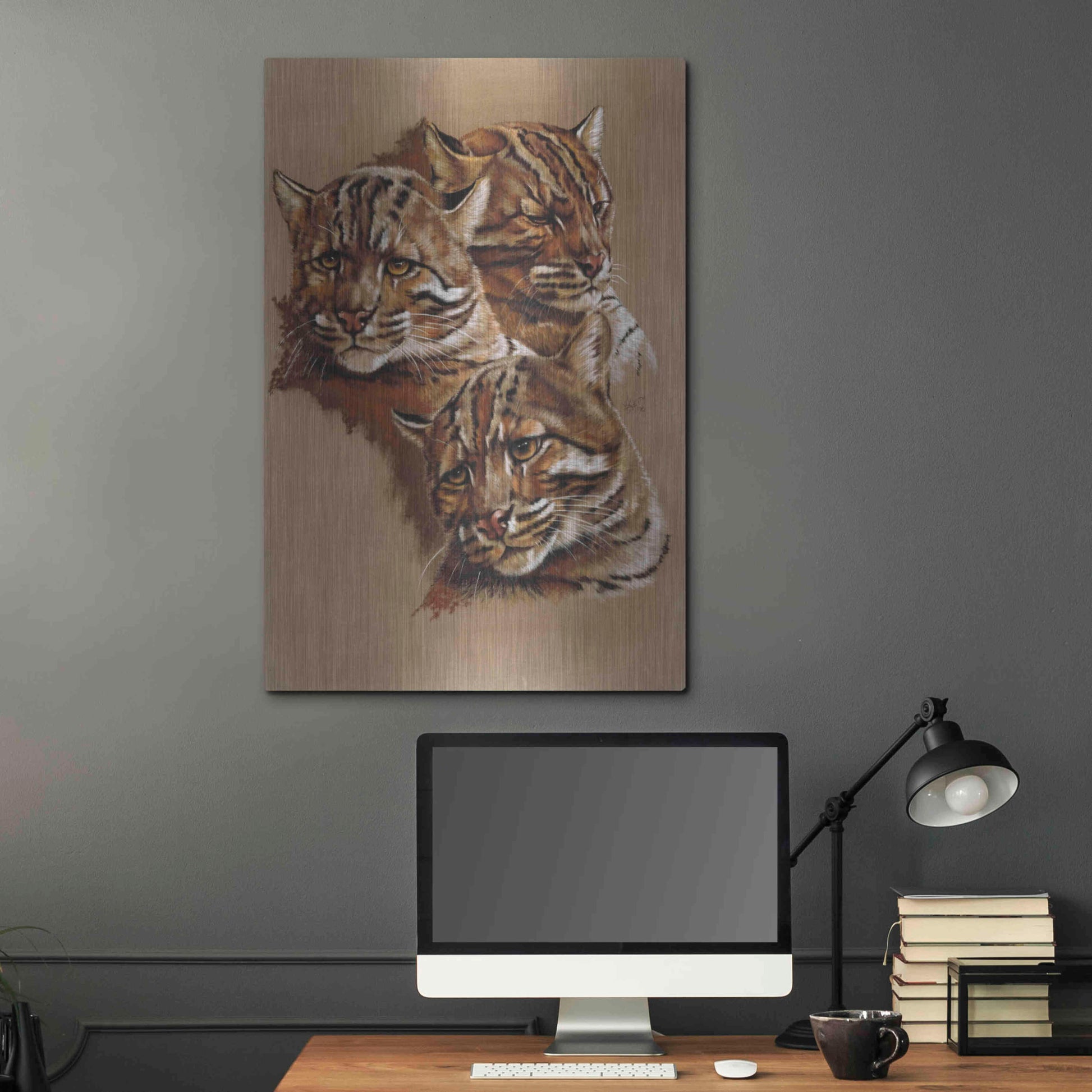 Luxe Metal Art 'Fire Cat' by Barbara Keith, Metal Wall Art,24x36