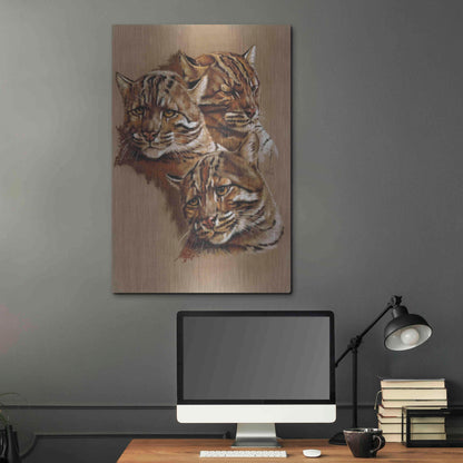 Luxe Metal Art 'Fire Cat' by Barbara Keith, Metal Wall Art,24x36