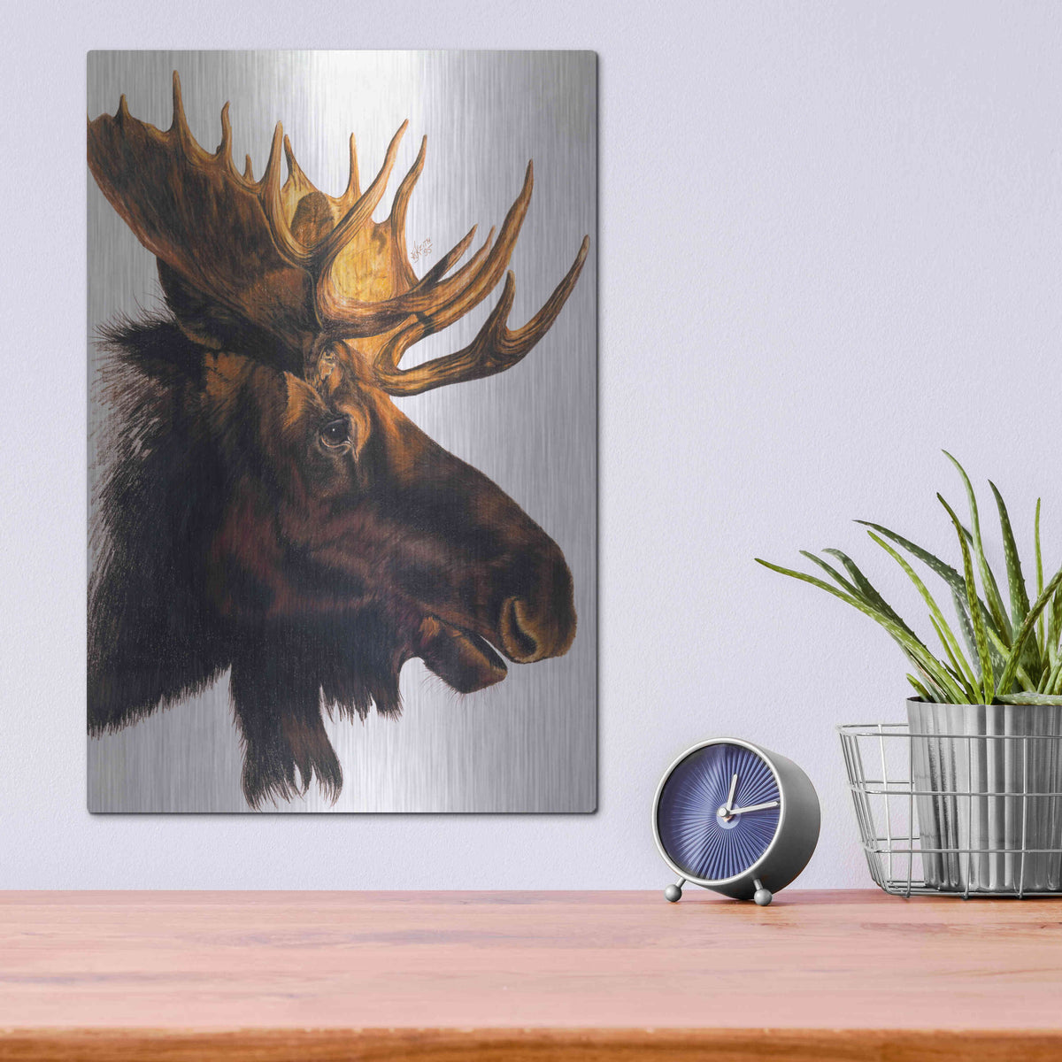 Luxe Metal Art 'Bullwinkle' by Barbara Keith, Metal Wall Art,12x16