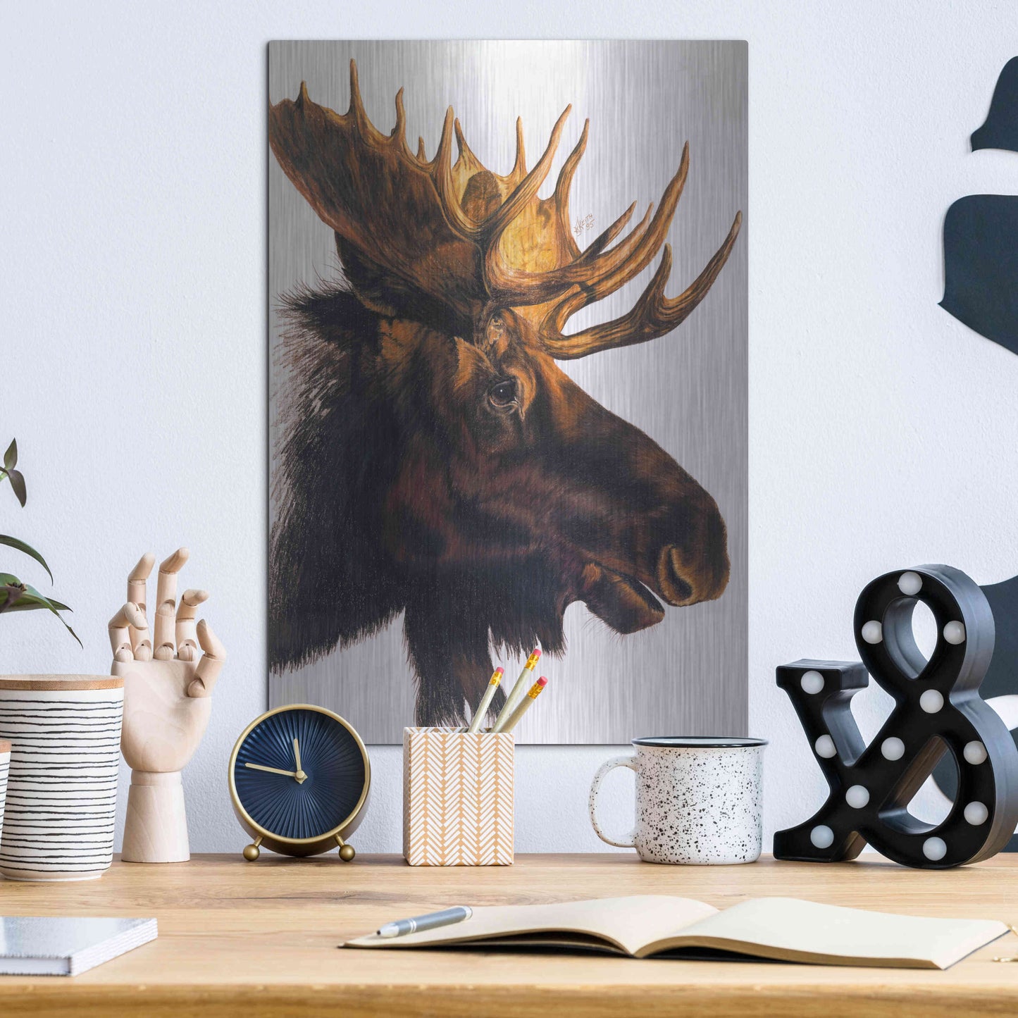 Luxe Metal Art 'Bullwinkle' by Barbara Keith, Metal Wall Art,12x16