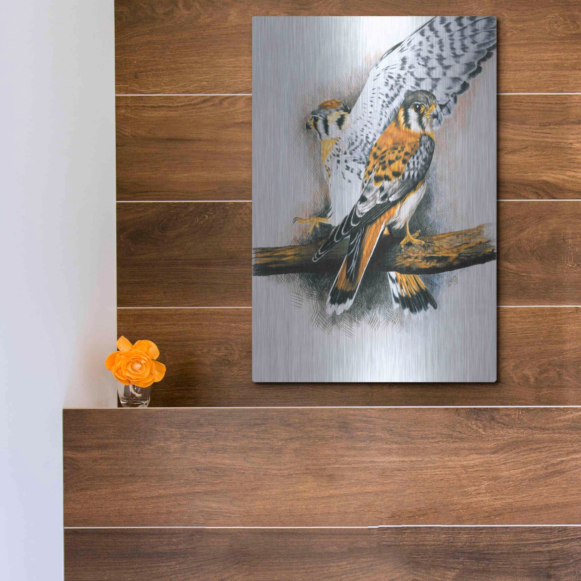 Luxe Metal Art 'Elegant Raptor' by Barbara Keith, Metal Wall Art,12x16