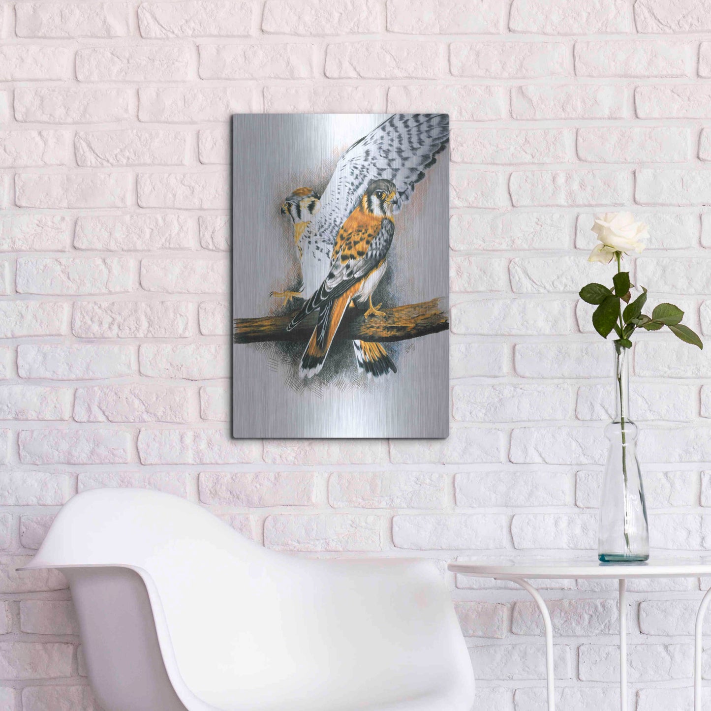 Luxe Metal Art 'Elegant Raptor' by Barbara Keith, Metal Wall Art,16x24