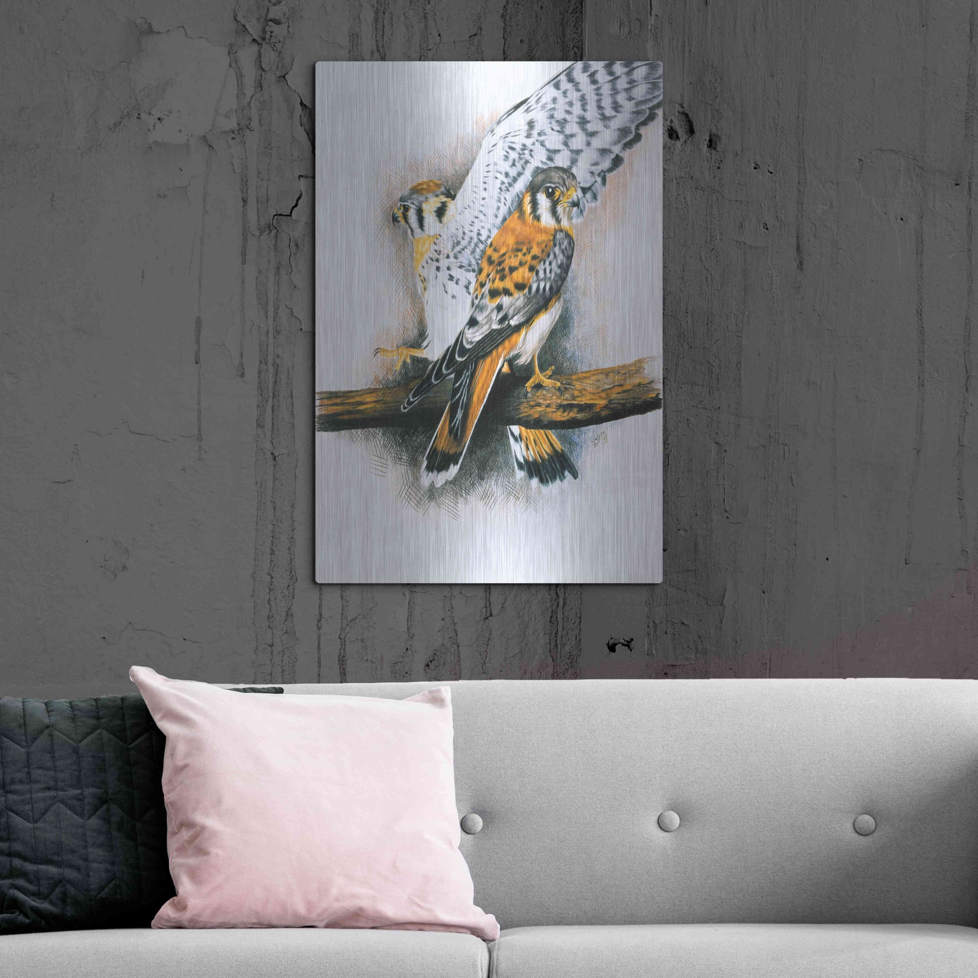 Luxe Metal Art 'Elegant Raptor' by Barbara Keith, Metal Wall Art,24x36