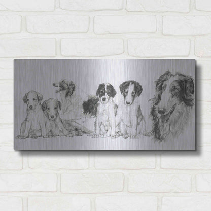 Luxe Metal Art 'Growing Up Borzoi' by Barbara Keith, Metal Wall Art,24x12