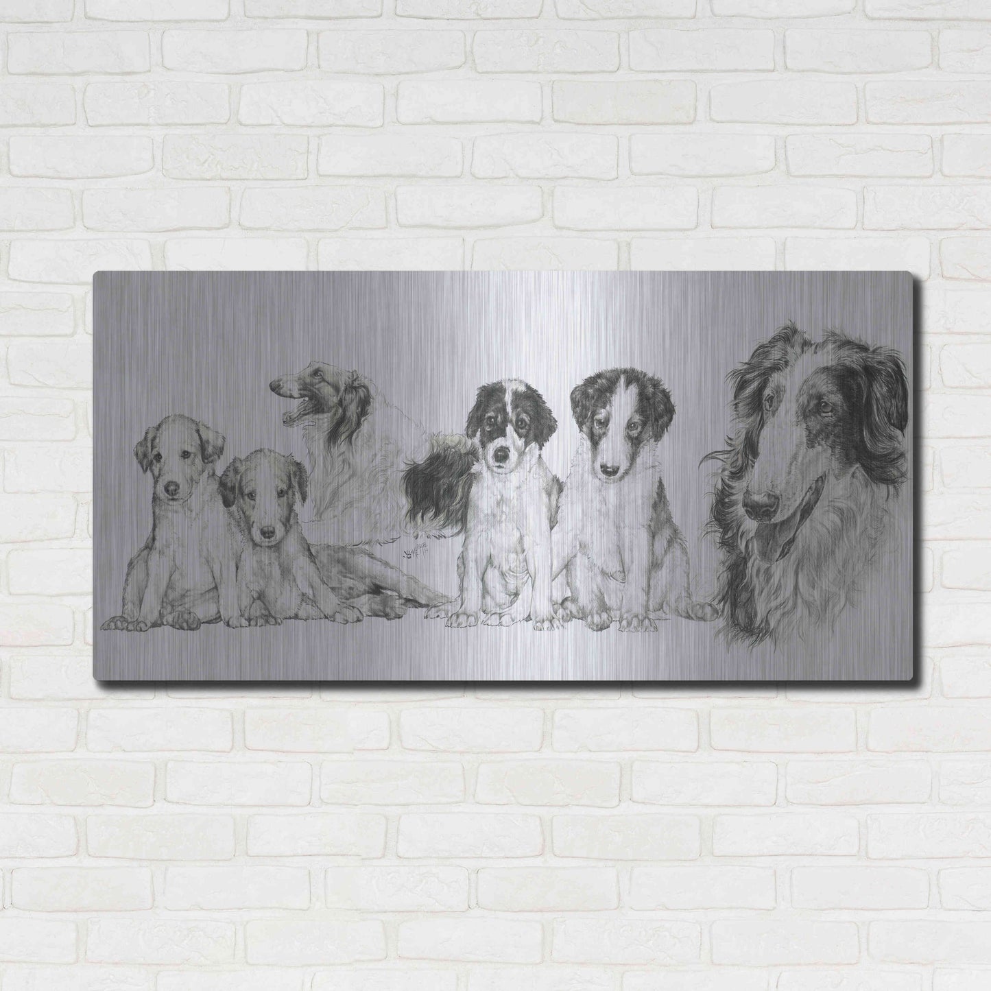 Luxe Metal Art 'Growing Up Borzoi' by Barbara Keith, Metal Wall Art,48x24