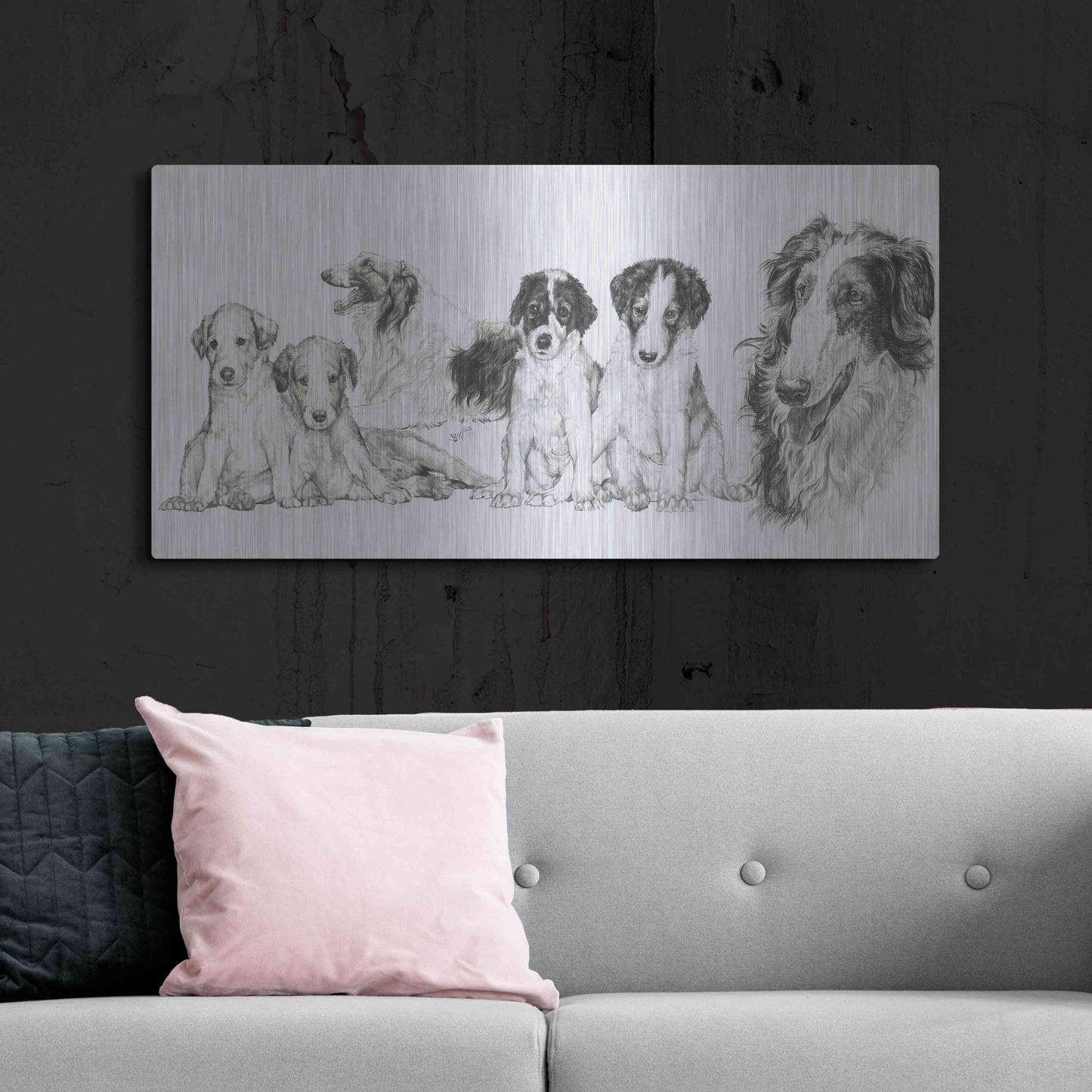 Luxe Metal Art 'Growing Up Borzoi' by Barbara Keith, Metal Wall Art,48x24