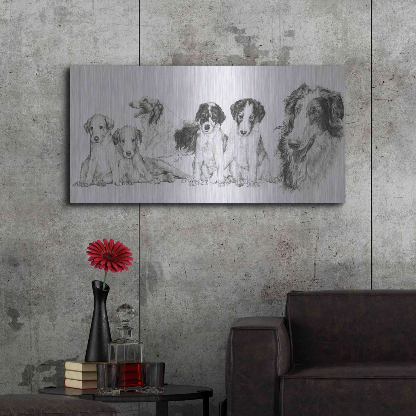 Luxe Metal Art 'Growing Up Borzoi' by Barbara Keith, Metal Wall Art,48x24