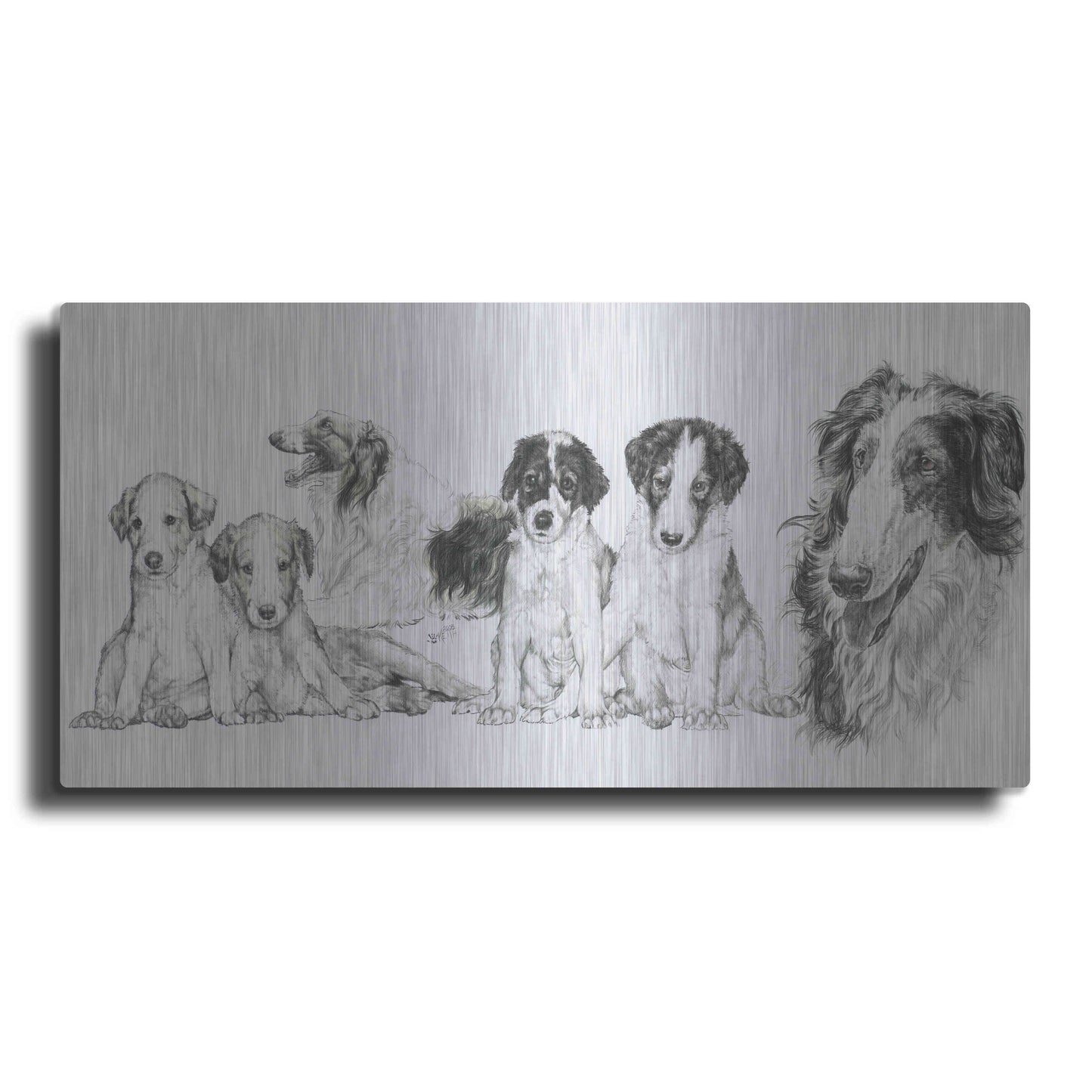 Luxe Metal Art 'Growing Up Borzoi' by Barbara Keith, Metal Wall Art