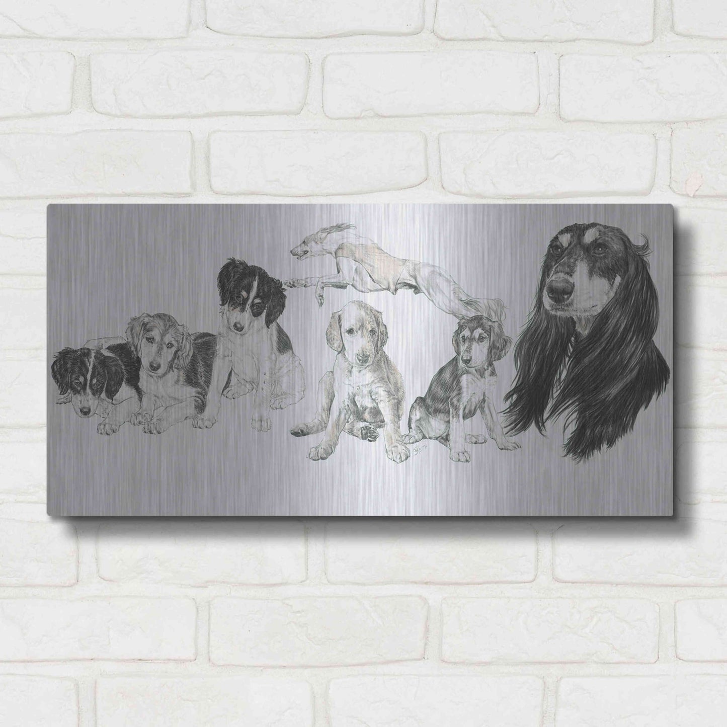 Luxe Metal Art 'Growing Up Saluki' by Barbara Keith, Metal Wall Art,24x12