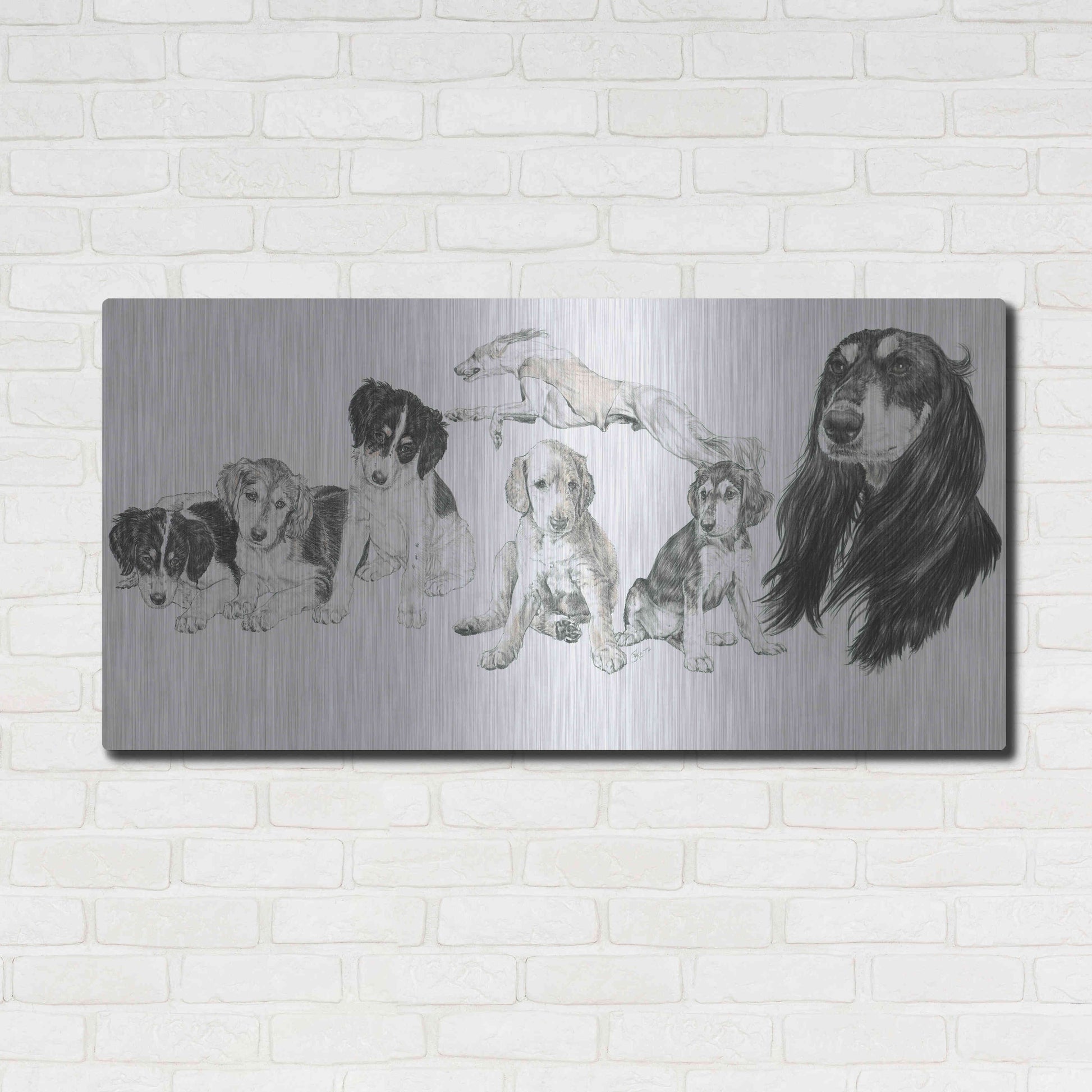 Luxe Metal Art 'Growing Up Saluki' by Barbara Keith, Metal Wall Art,48x24