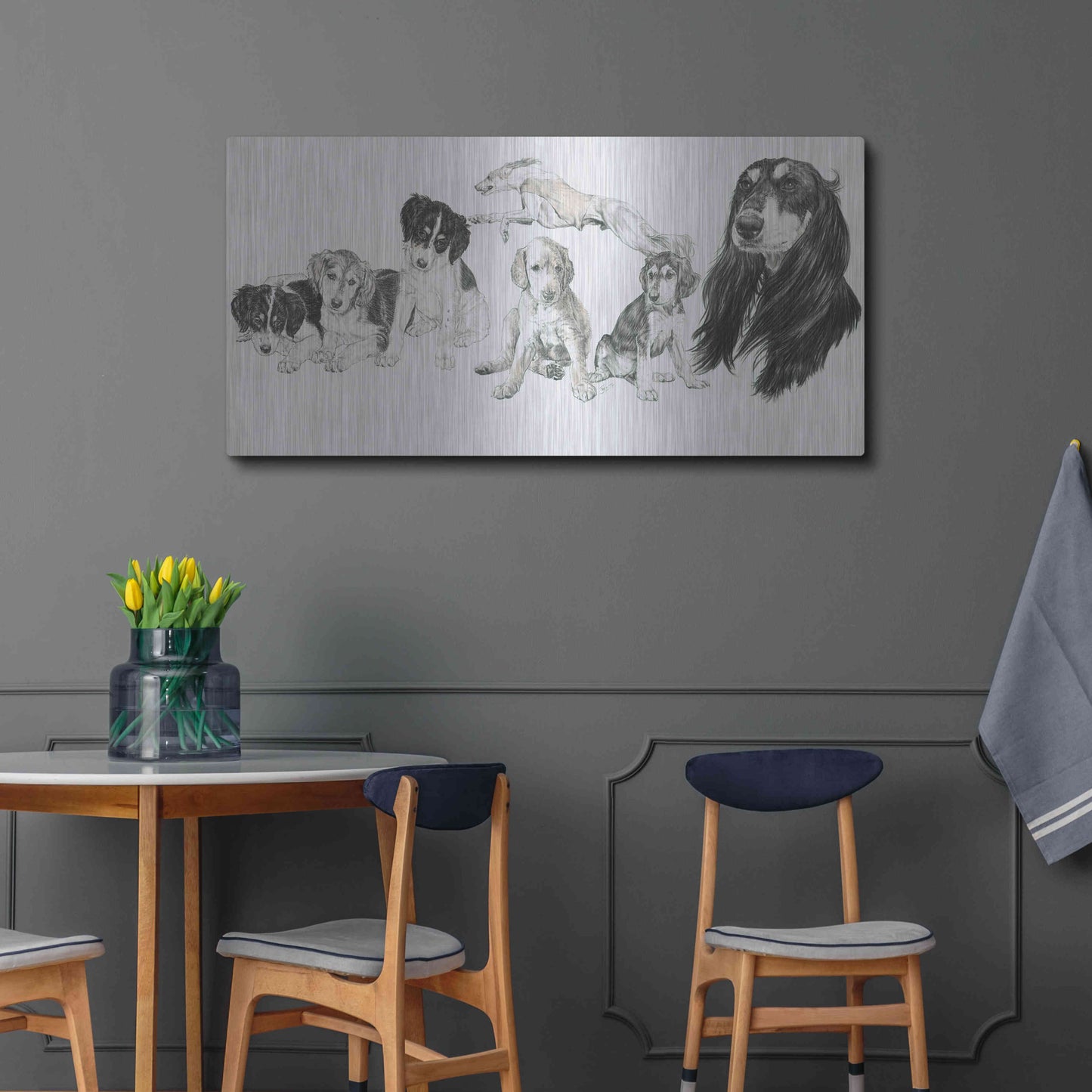 Luxe Metal Art 'Growing Up Saluki' by Barbara Keith, Metal Wall Art,48x24