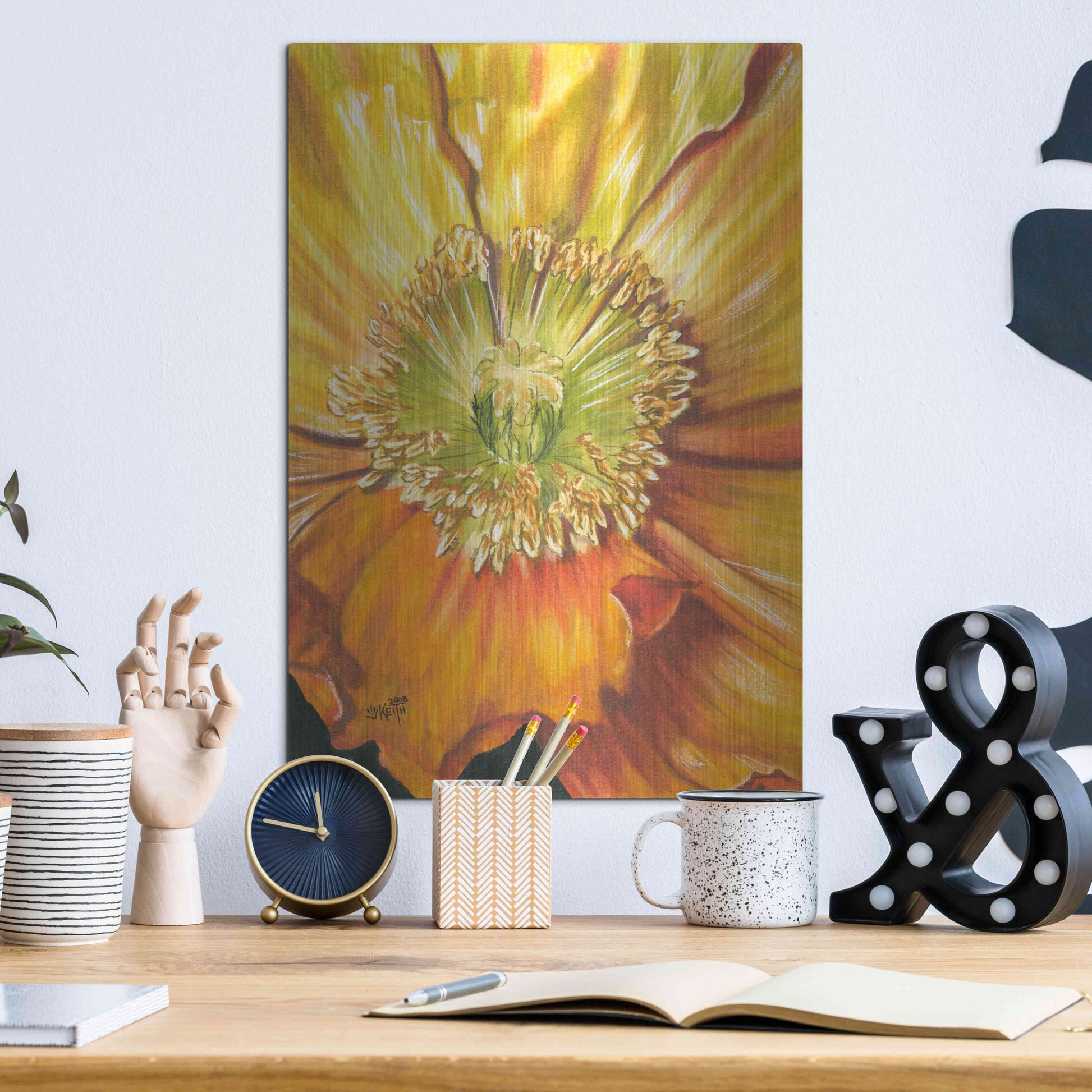 Luxe Metal Art 'Sunburst' by Barbara Keith, Metal Wall Art,12x16