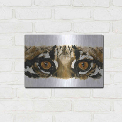 Luxe Metal Art 'Eye Catching Ocelot' by Barbara Keith, Metal Wall Art,16x12