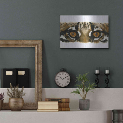 Luxe Metal Art 'Eye Catching Ocelot' by Barbara Keith, Metal Wall Art,16x12