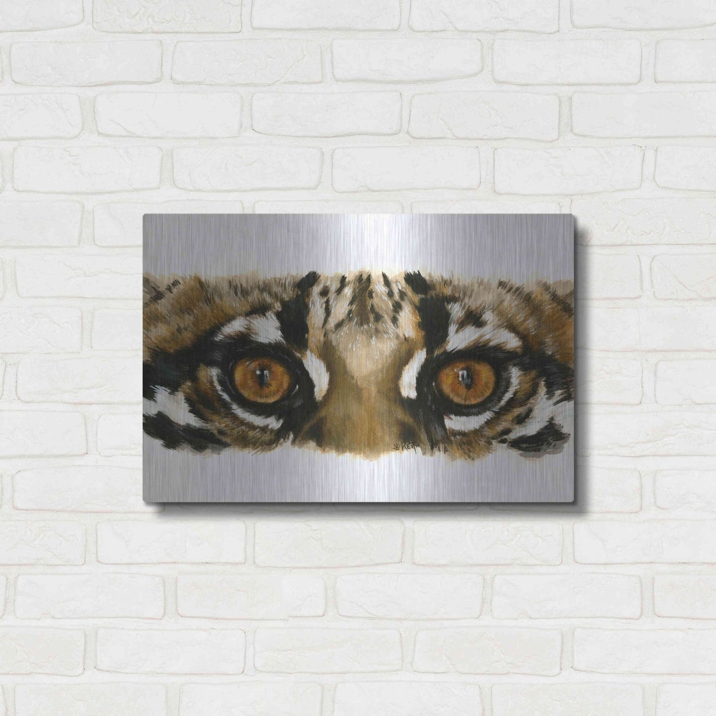 Luxe Metal Art 'Eye Catching Ocelot' by Barbara Keith, Metal Wall Art,24x16