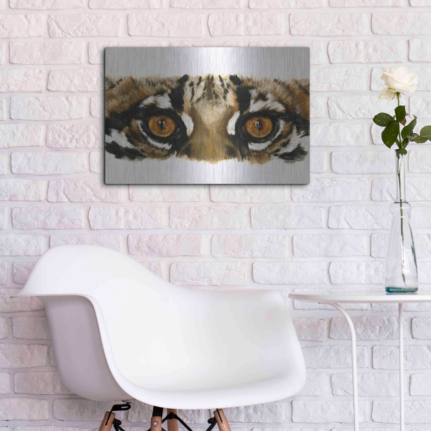 Luxe Metal Art 'Eye Catching Ocelot' by Barbara Keith, Metal Wall Art,24x16