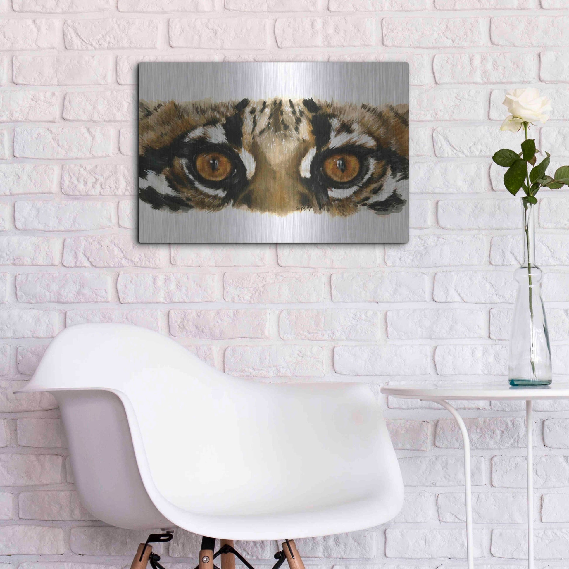 Luxe Metal Art 'Eye Catching Ocelot' by Barbara Keith, Metal Wall Art,24x16