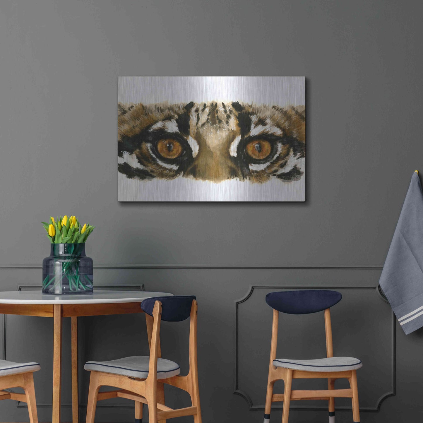 Luxe Metal Art 'Eye Catching Ocelot' by Barbara Keith, Metal Wall Art,36x24