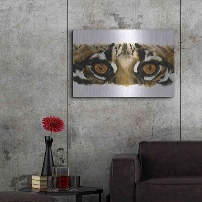 Luxe Metal Art 'Eye Catching Ocelot' by Barbara Keith, Metal Wall Art,36x24