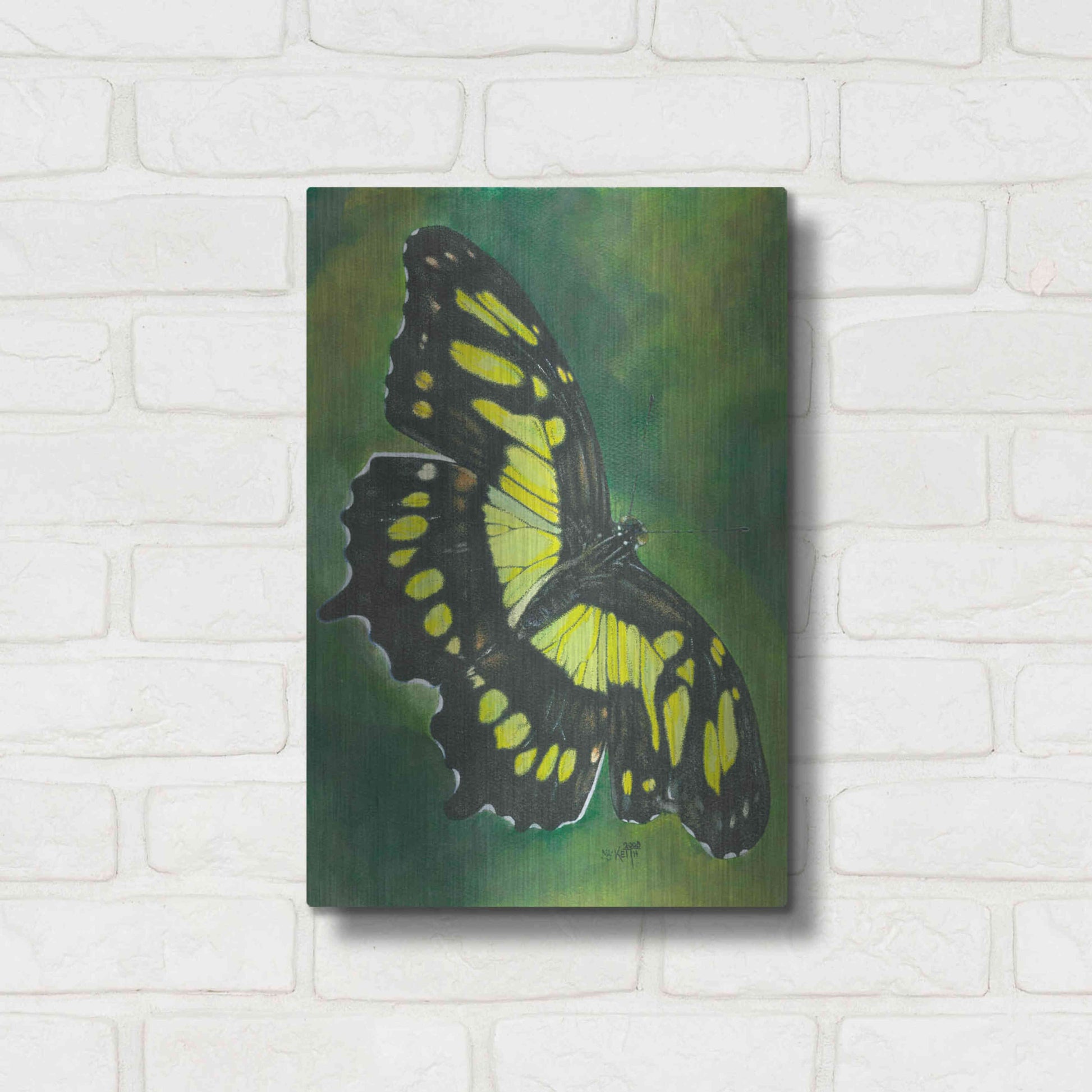 Luxe Metal Art 'Malachite Butterfly' by Barbara Keith, Metal Wall Art,12x16