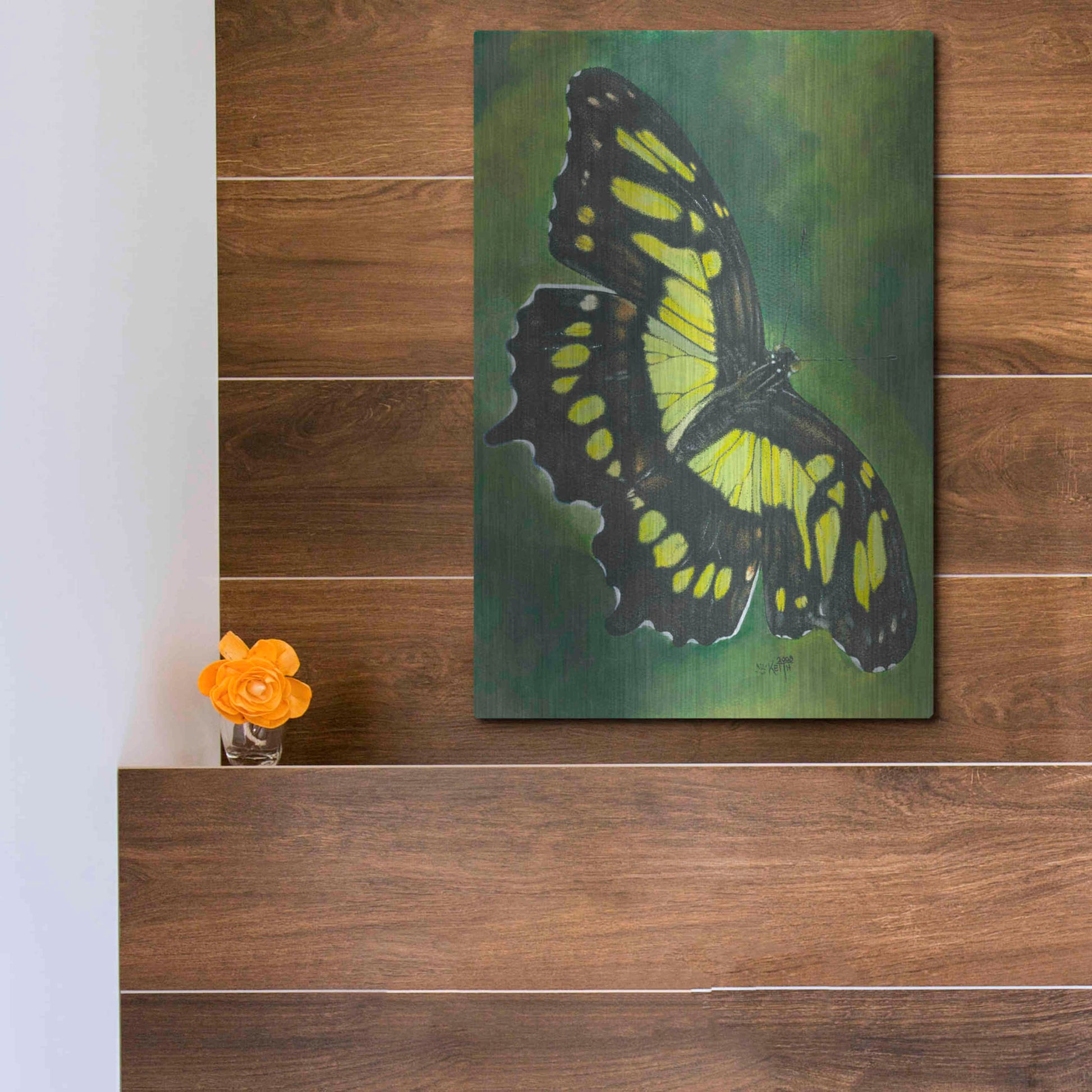 Luxe Metal Art 'Malachite Butterfly' by Barbara Keith, Metal Wall Art,12x16