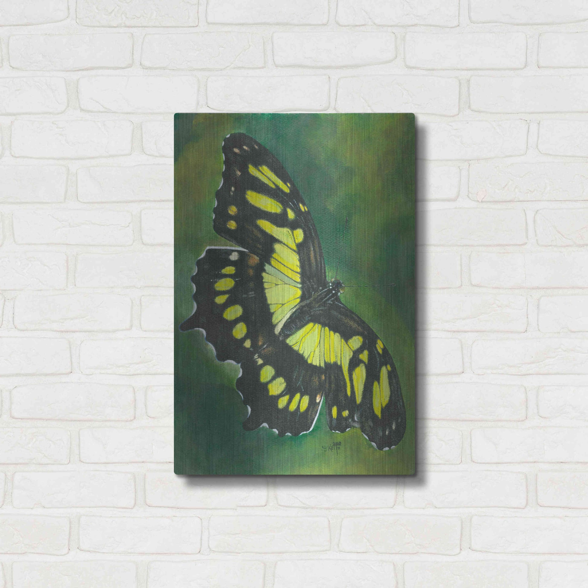 Luxe Metal Art 'Malachite Butterfly' by Barbara Keith, Metal Wall Art,16x24