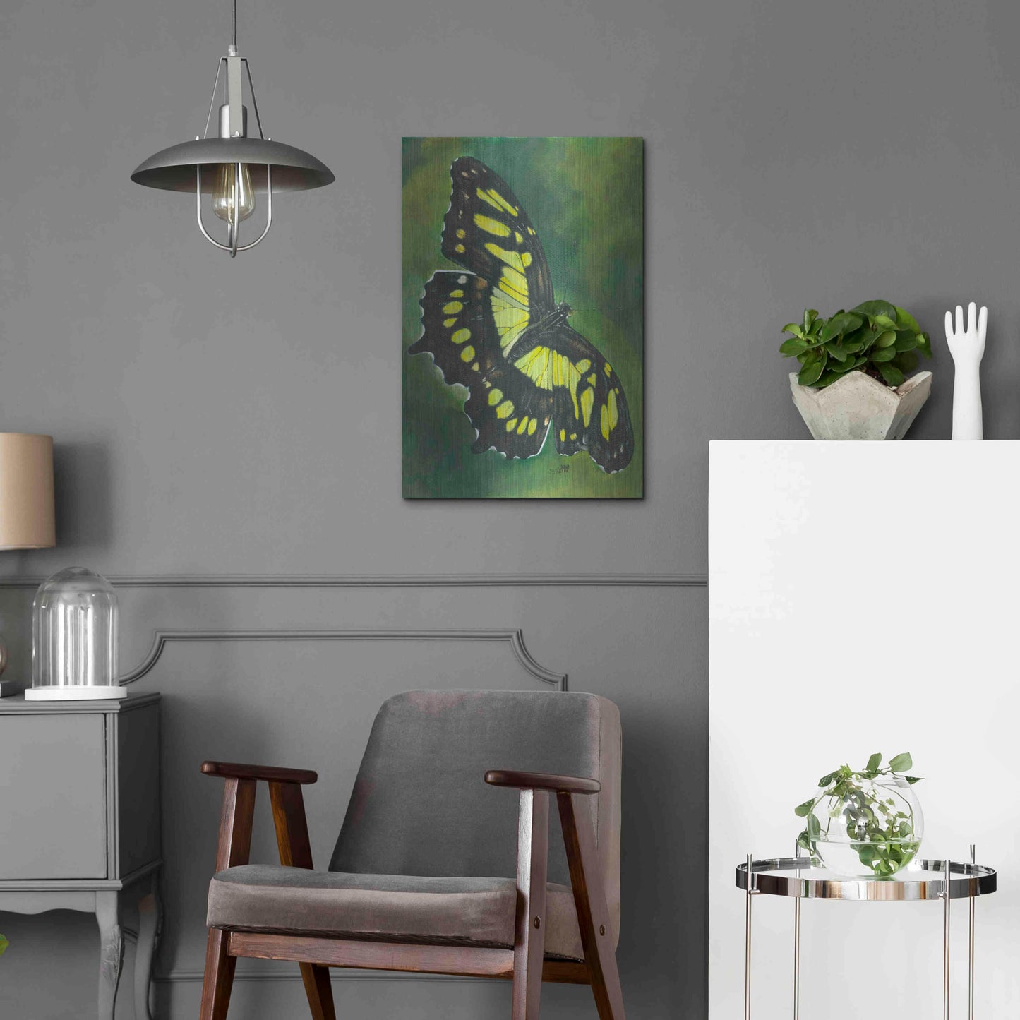 Luxe Metal Art 'Malachite Butterfly' by Barbara Keith, Metal Wall Art,16x24