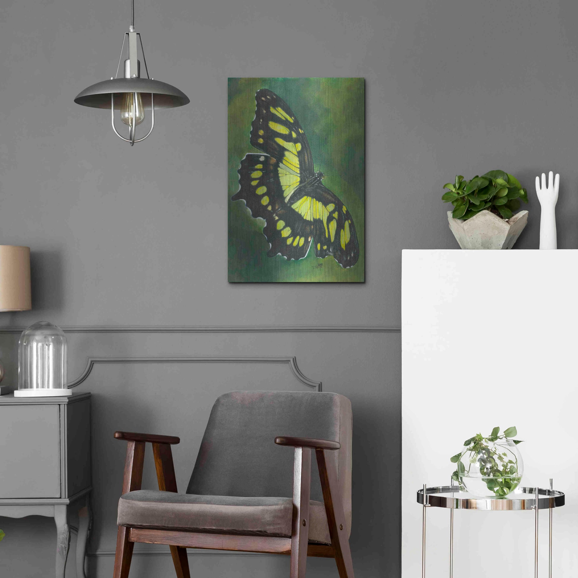 Luxe Metal Art 'Malachite Butterfly' by Barbara Keith, Metal Wall Art,16x24