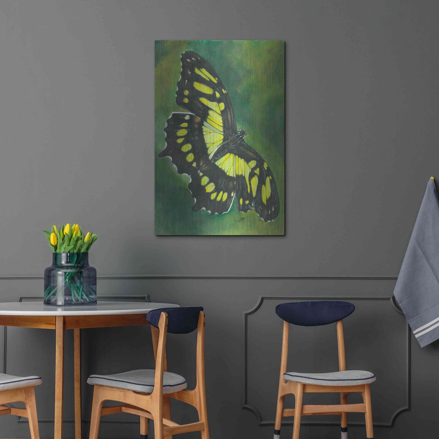 Luxe Metal Art 'Malachite Butterfly' by Barbara Keith, Metal Wall Art,24x36