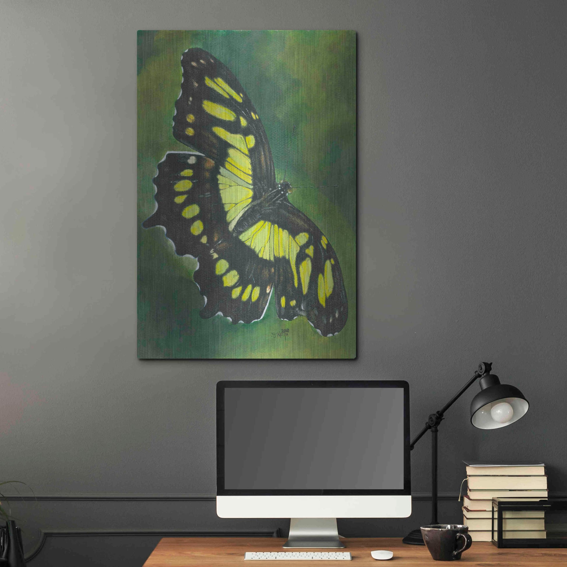 Luxe Metal Art 'Malachite Butterfly' by Barbara Keith, Metal Wall Art,24x36