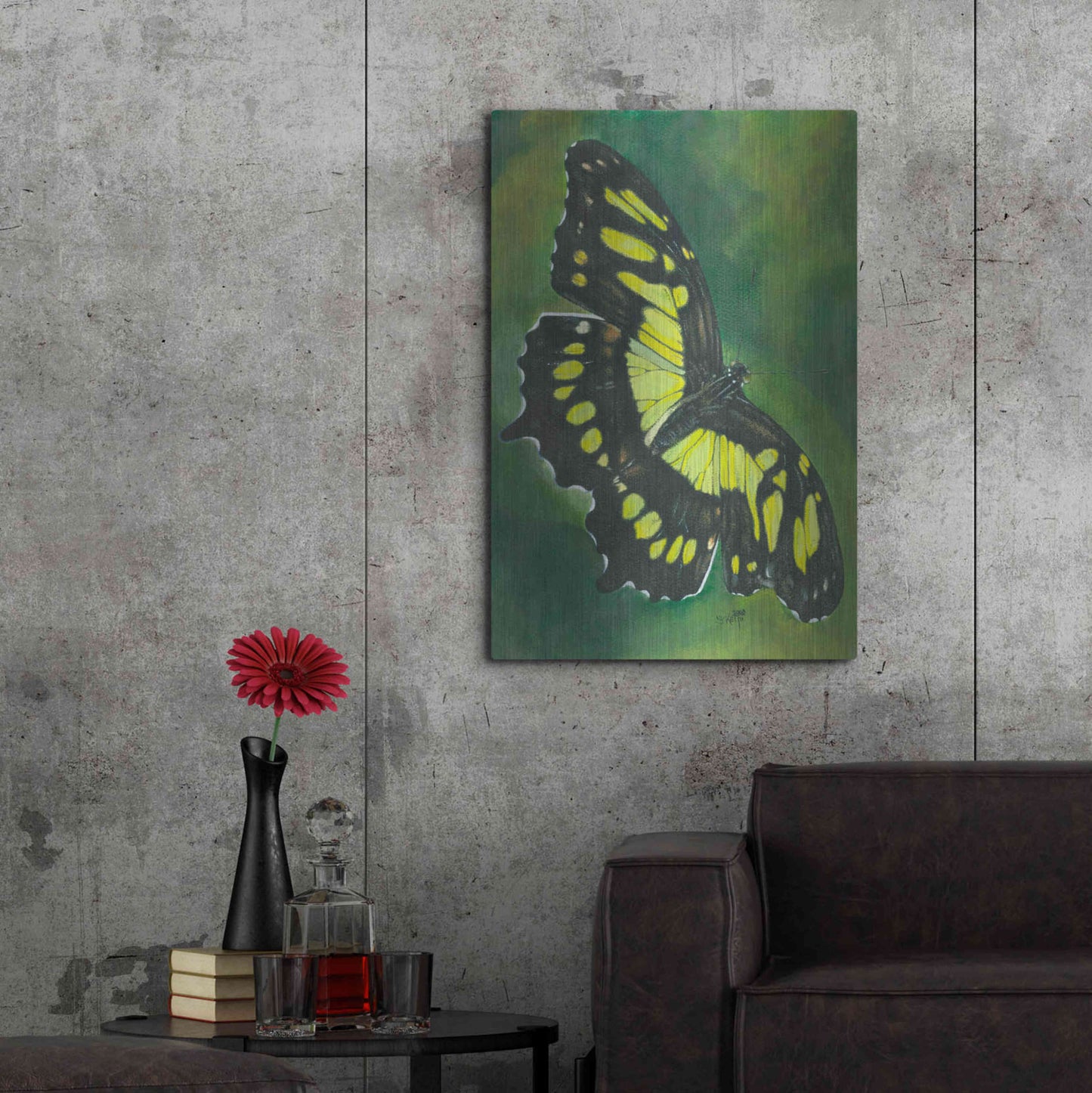 Luxe Metal Art 'Malachite Butterfly' by Barbara Keith, Metal Wall Art,24x36