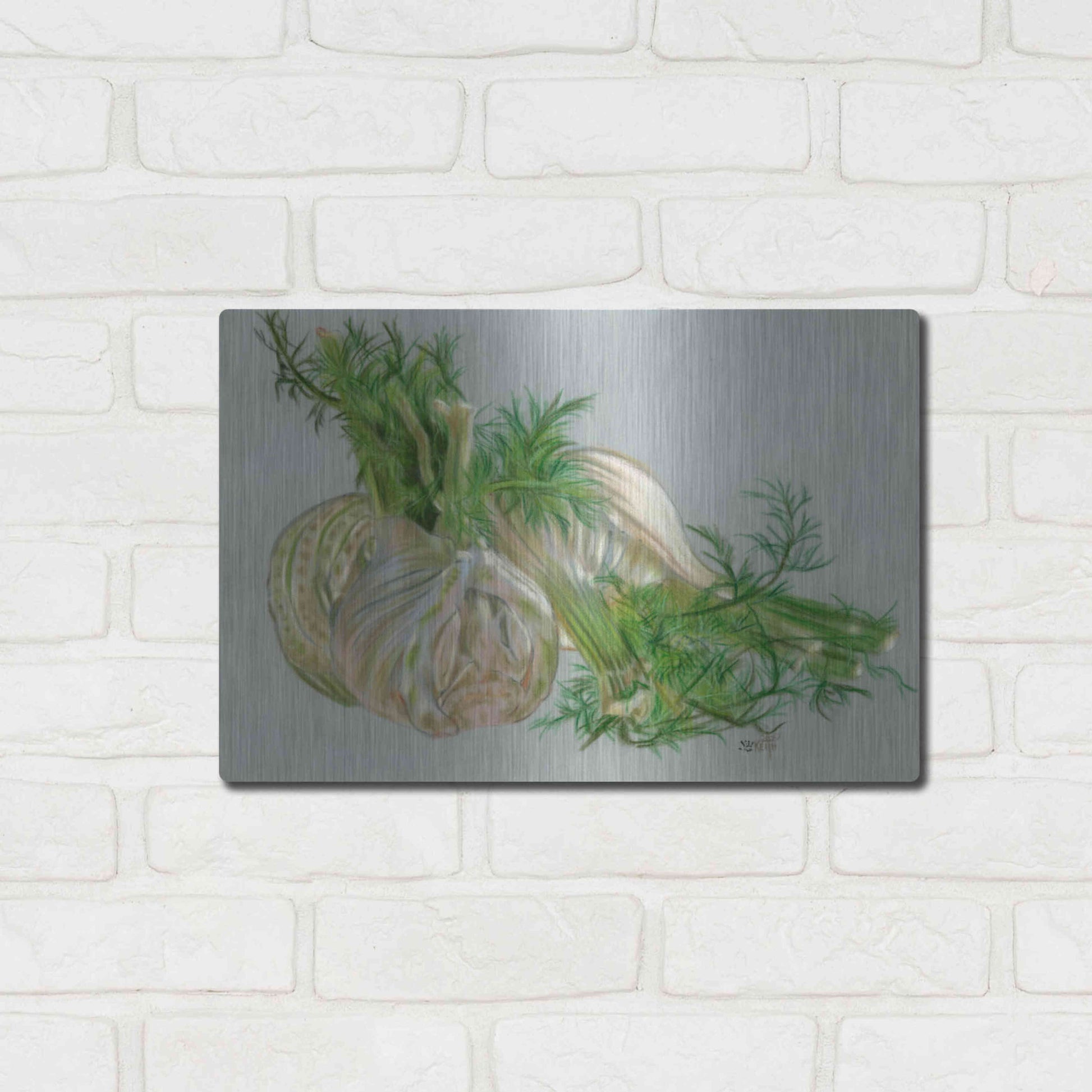 Luxe Metal Art 'Fennel' by Barbara Keith, Metal Wall Art,16x12