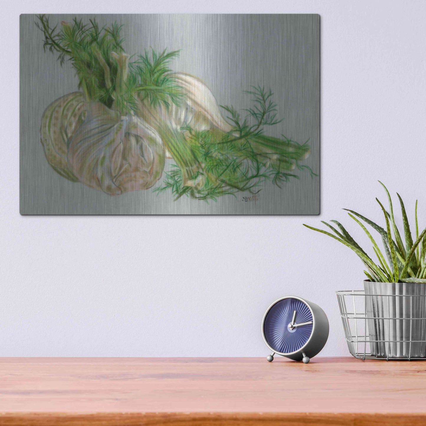 Luxe Metal Art 'Fennel' by Barbara Keith, Metal Wall Art,16x12