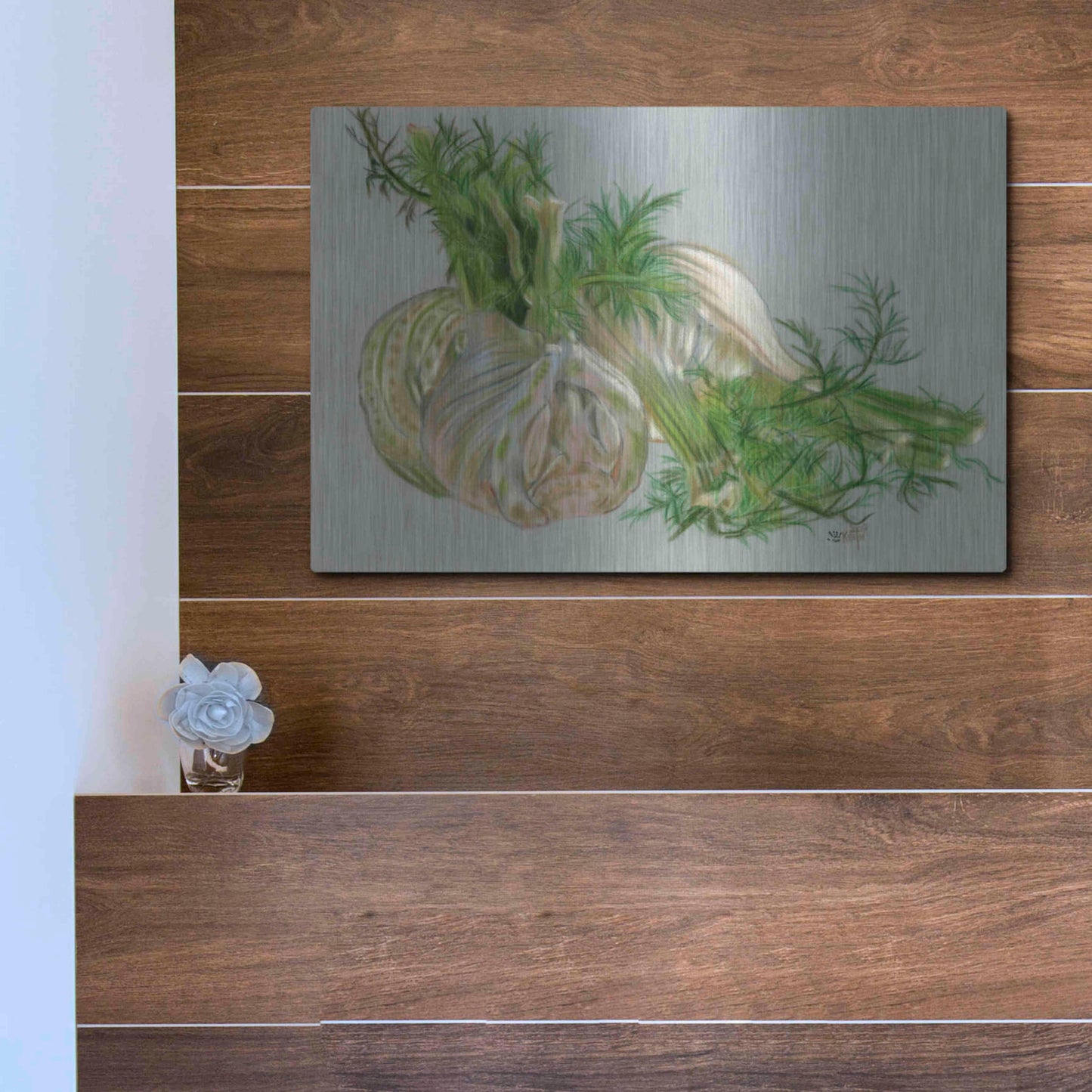 Luxe Metal Art 'Fennel' by Barbara Keith, Metal Wall Art,16x12