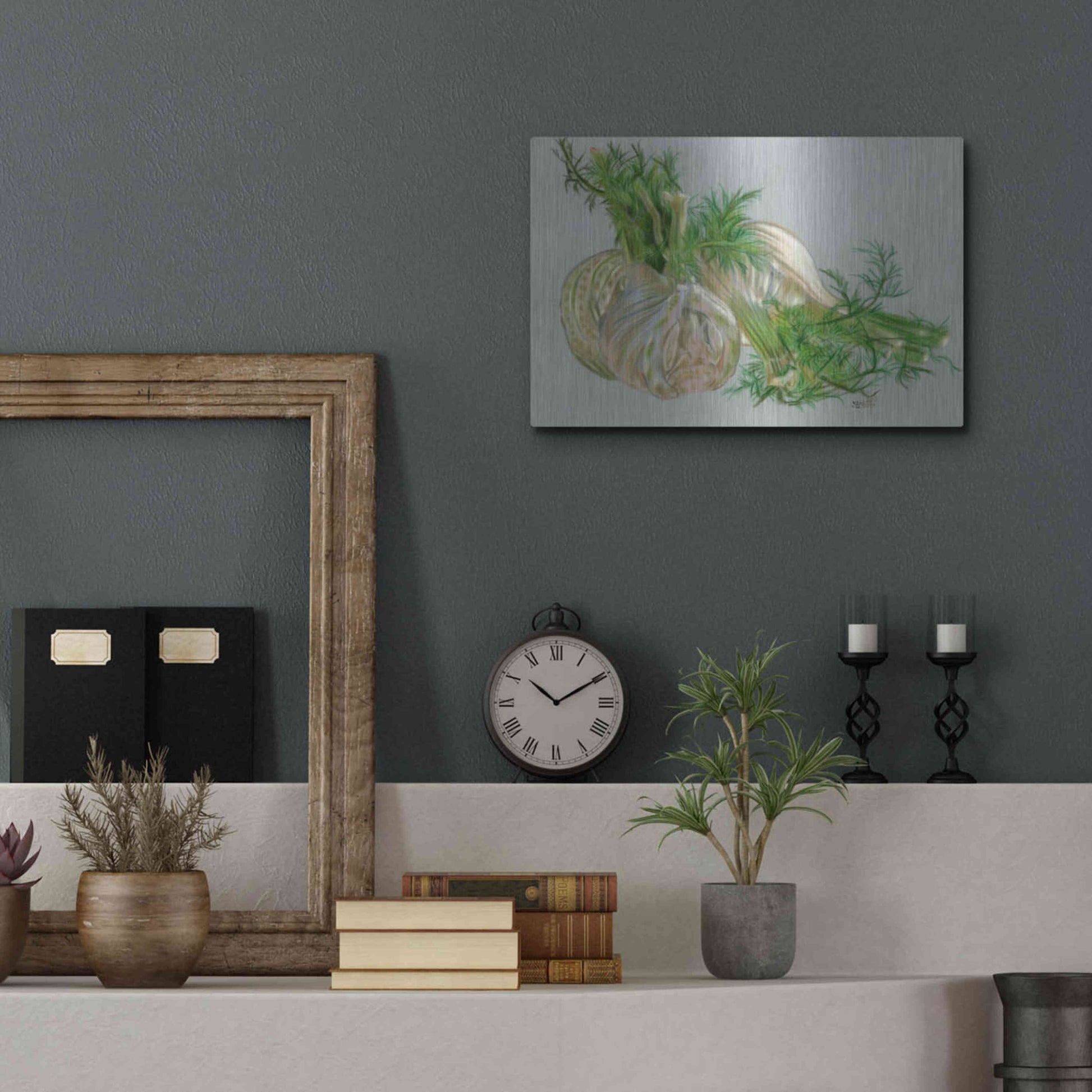 Luxe Metal Art 'Fennel' by Barbara Keith, Metal Wall Art,16x12