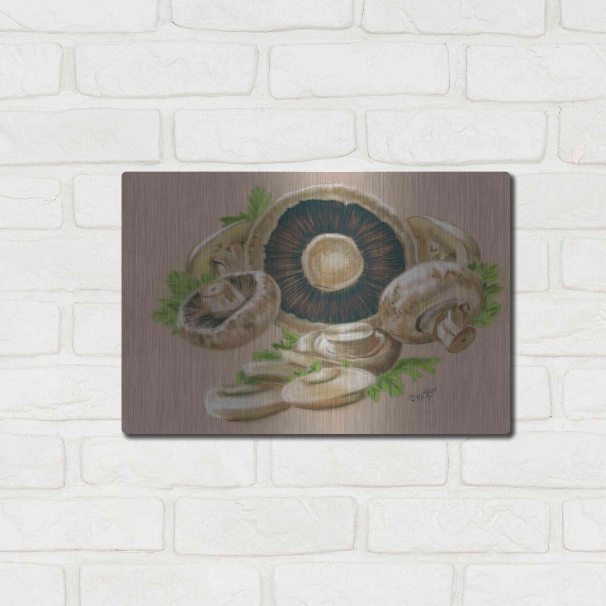 Luxe Metal Art 'Mushrooms' by Barbara Keith, Metal Wall Art,16x12