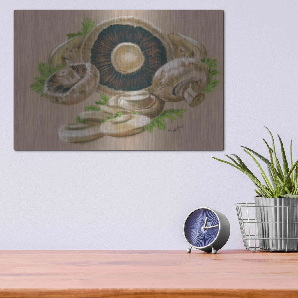 Luxe Metal Art 'Mushrooms' by Barbara Keith, Metal Wall Art,16x12