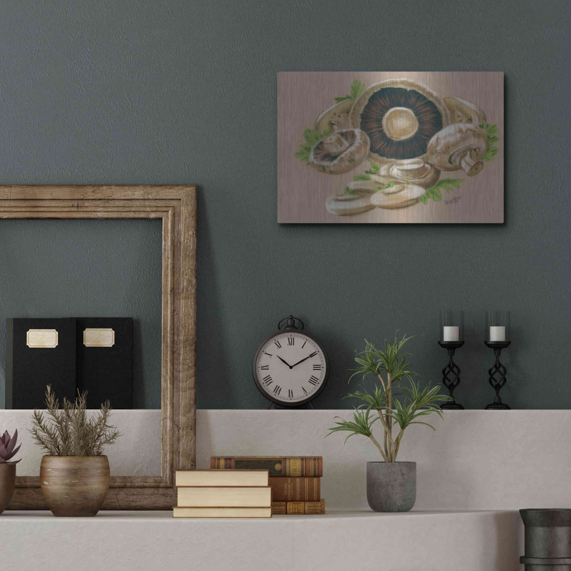 Luxe Metal Art 'Mushrooms' by Barbara Keith, Metal Wall Art,16x12