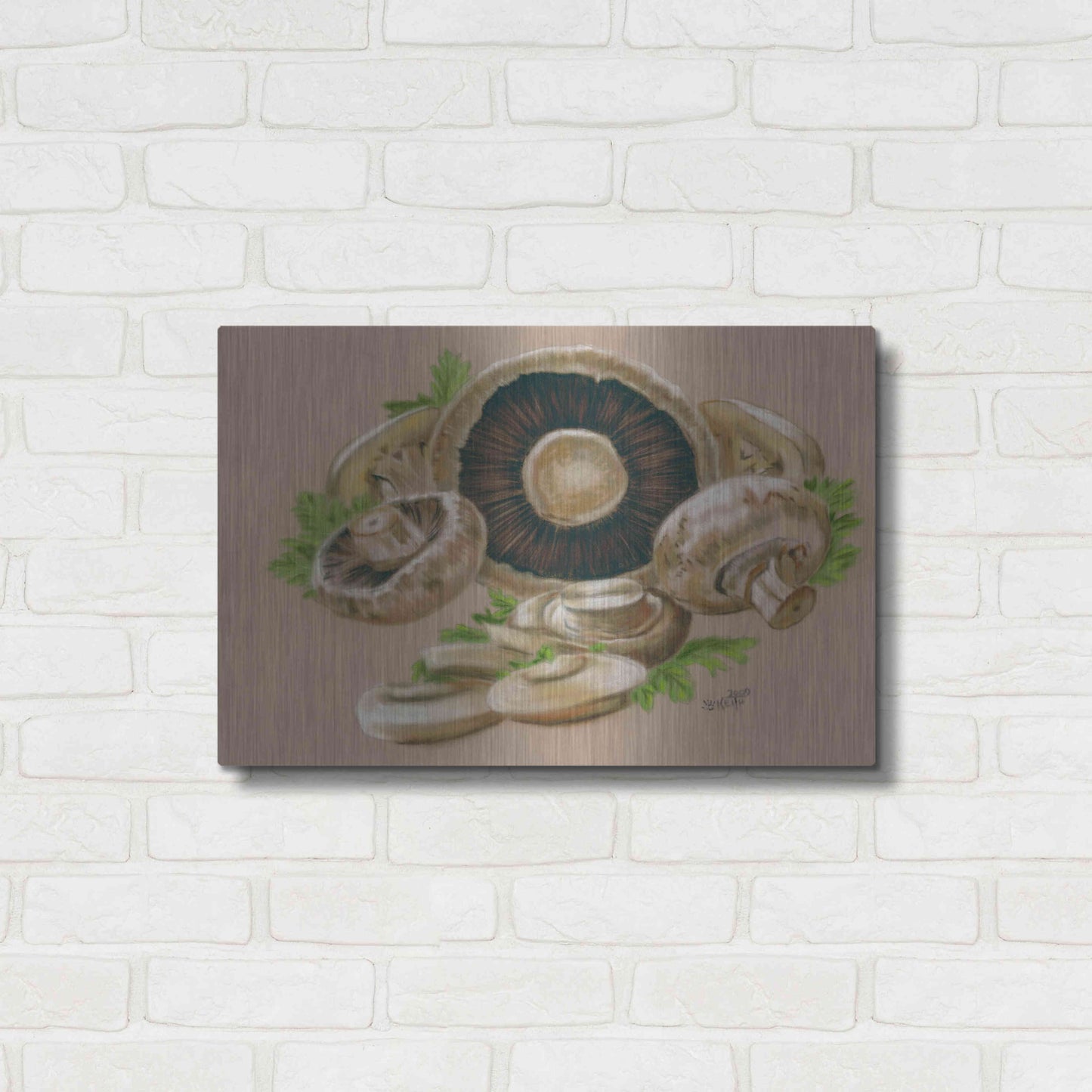 Luxe Metal Art 'Mushrooms' by Barbara Keith, Metal Wall Art,24x16