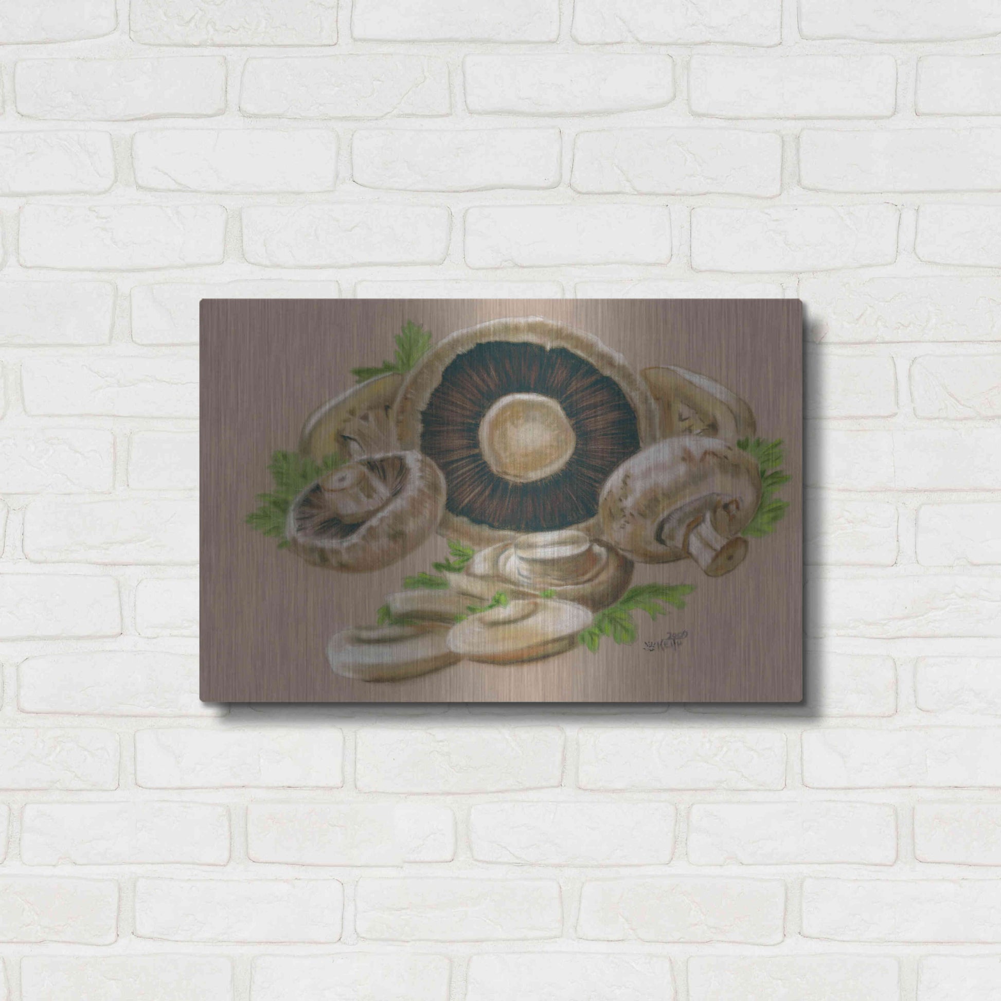 Luxe Metal Art 'Mushrooms' by Barbara Keith, Metal Wall Art,24x16