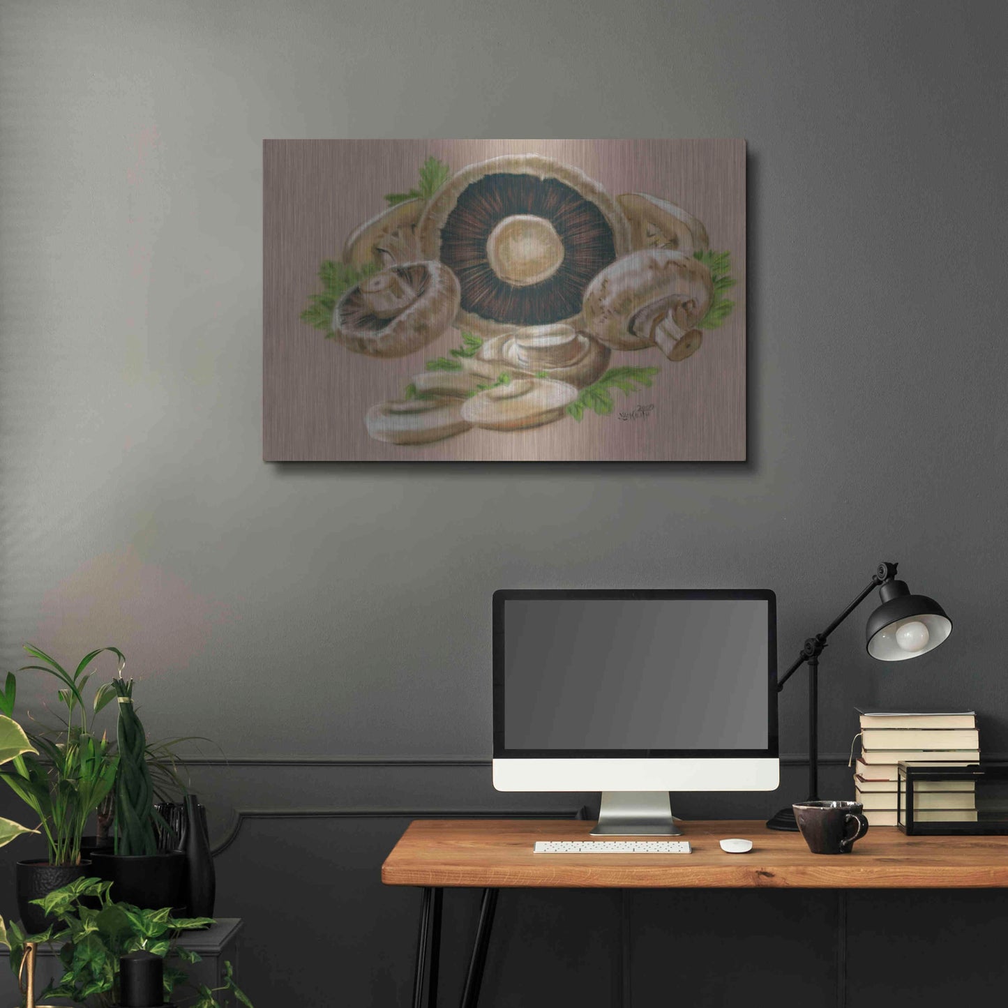 Luxe Metal Art 'Mushrooms' by Barbara Keith, Metal Wall Art,36x24
