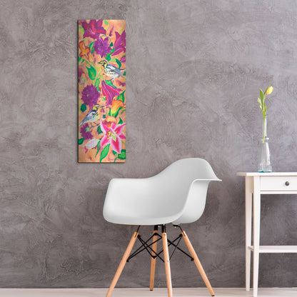 Luxe Metal Art 'Blackburnian Warblers' by Carissa Luminess, Metal Wall Art,12x36