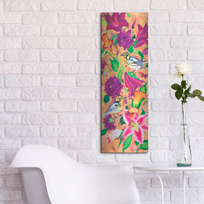 Luxe Metal Art 'Blackburnian Warblers' by Carissa Luminess, Metal Wall Art,12x36