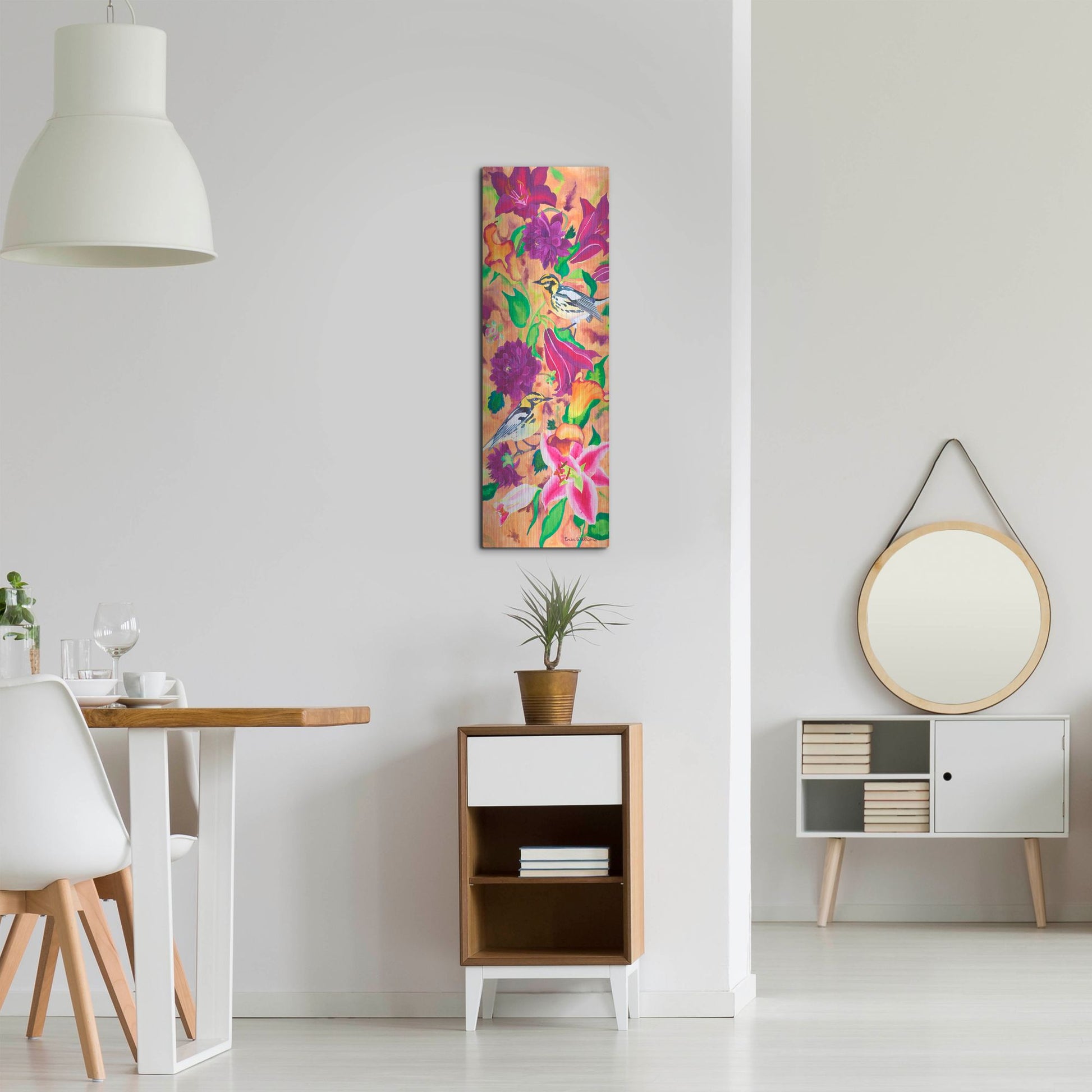 Luxe Metal Art 'Blackburnian Warblers' by Carissa Luminess, Metal Wall Art,12x36