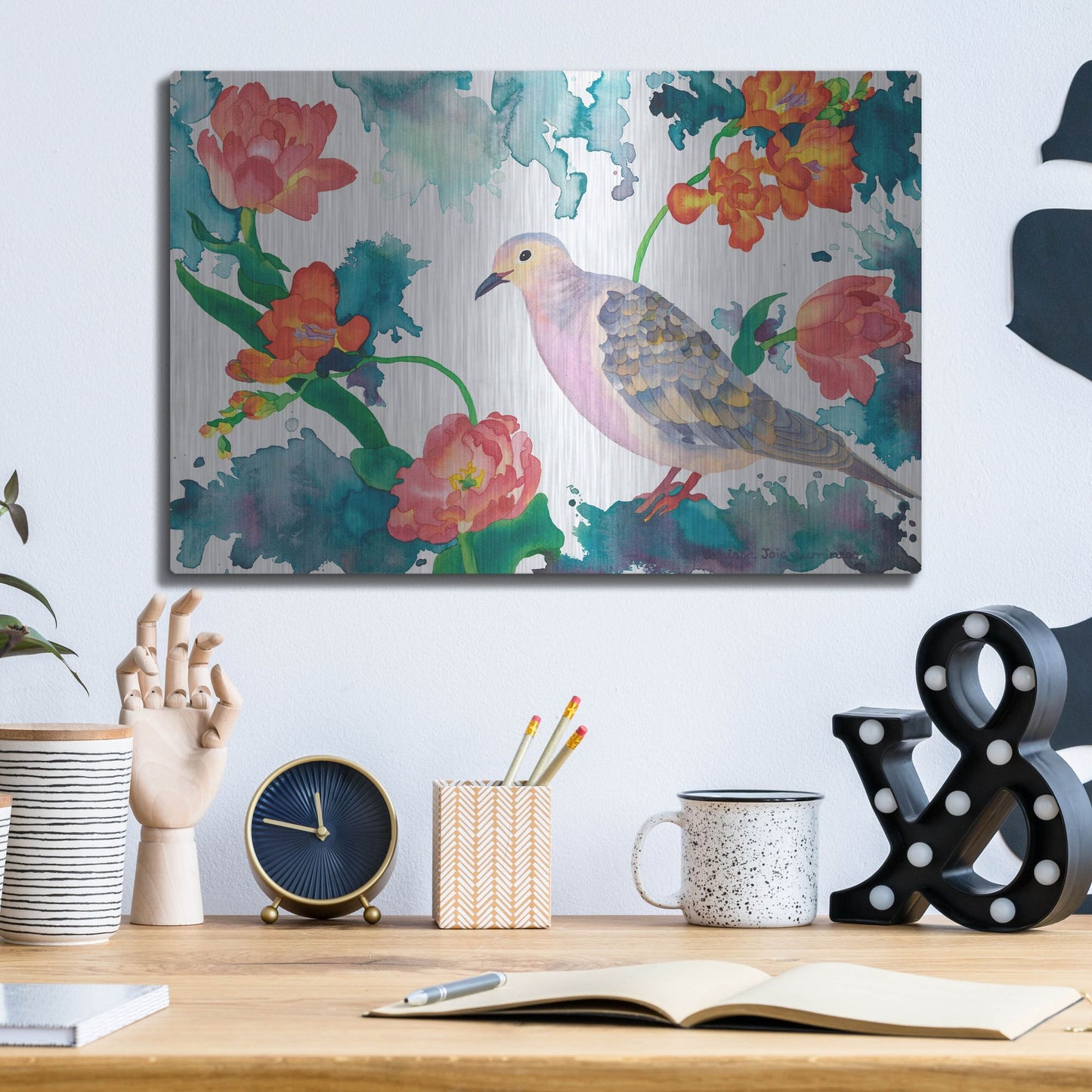 Luxe Metal Art 'Peace Dove' by Carissa Luminess, Metal Wall Art,16x12