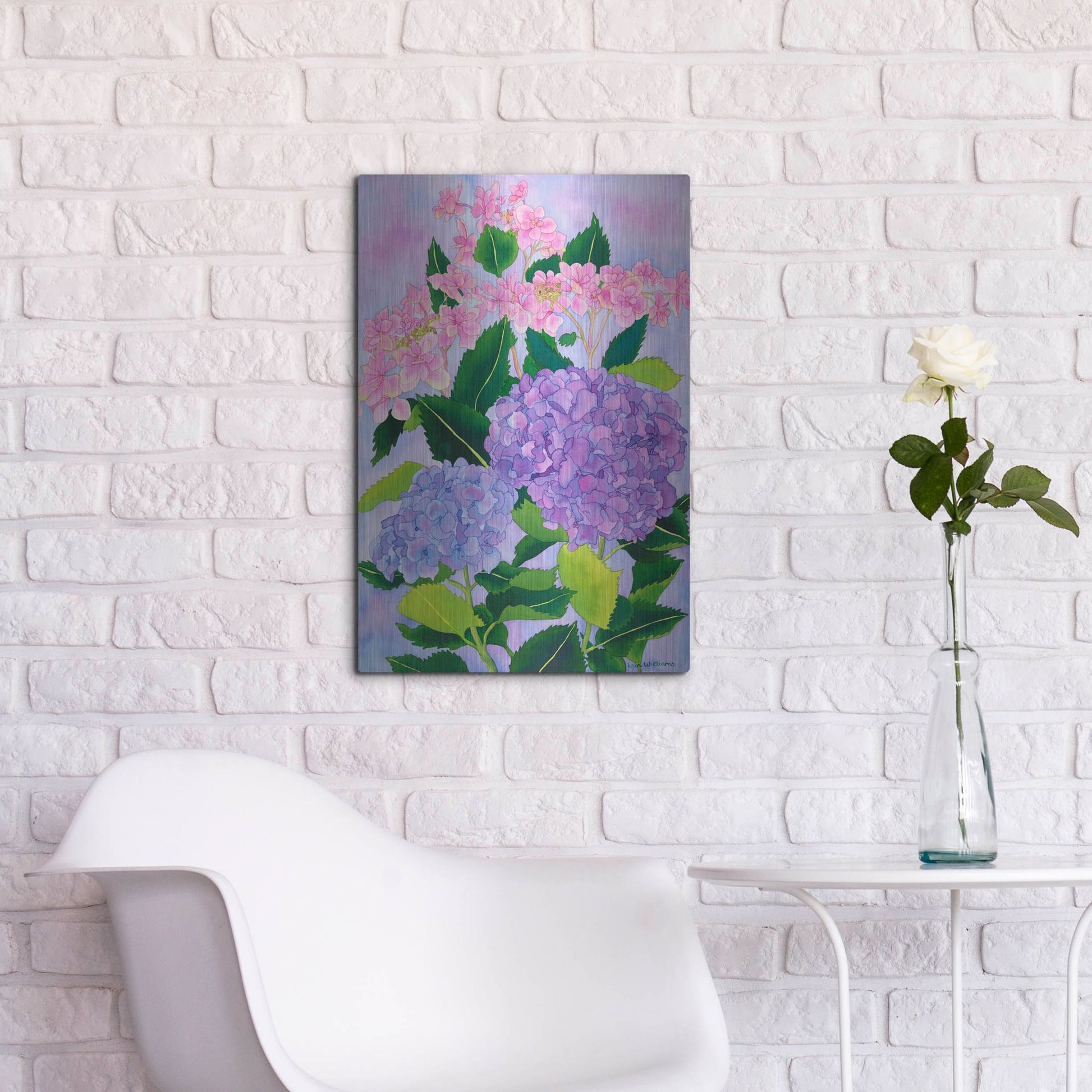 Luxe Metal Art 'Hydrangea Wonder' by Carissa Luminess, Metal Wall Art,16x24