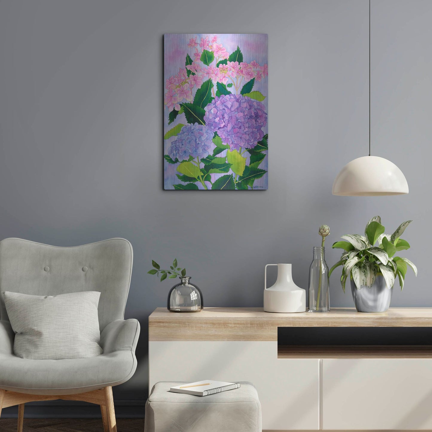 Luxe Metal Art 'Hydrangea Wonder' by Carissa Luminess, Metal Wall Art,16x24