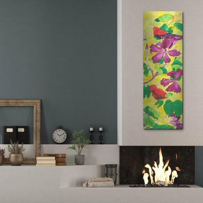 Luxe Metal Art 'Iiwis in Orchid Tree' by Carissa Luminess, Metal Wall Art,16x48